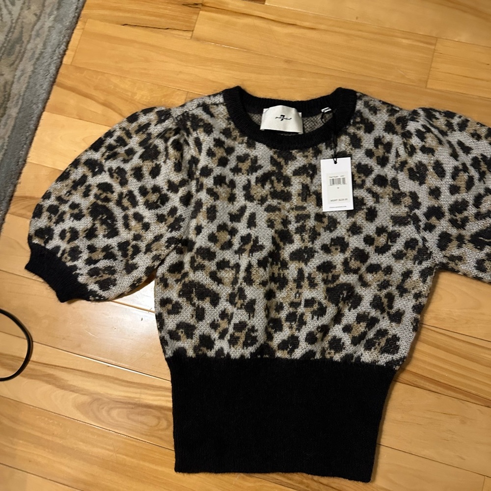 7for all Mankind Mohair/nylon puffed sleeve sweater top